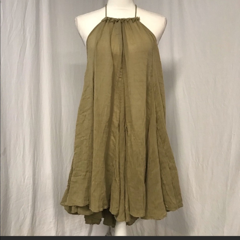 NWOT Free People Catching Rays Moss Halter Dress M
